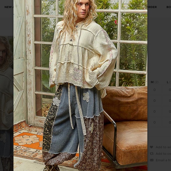 POL “ Marcia 2 “ POL Embroidered Hoodie Top Natural 56 - Picture 3 of 8